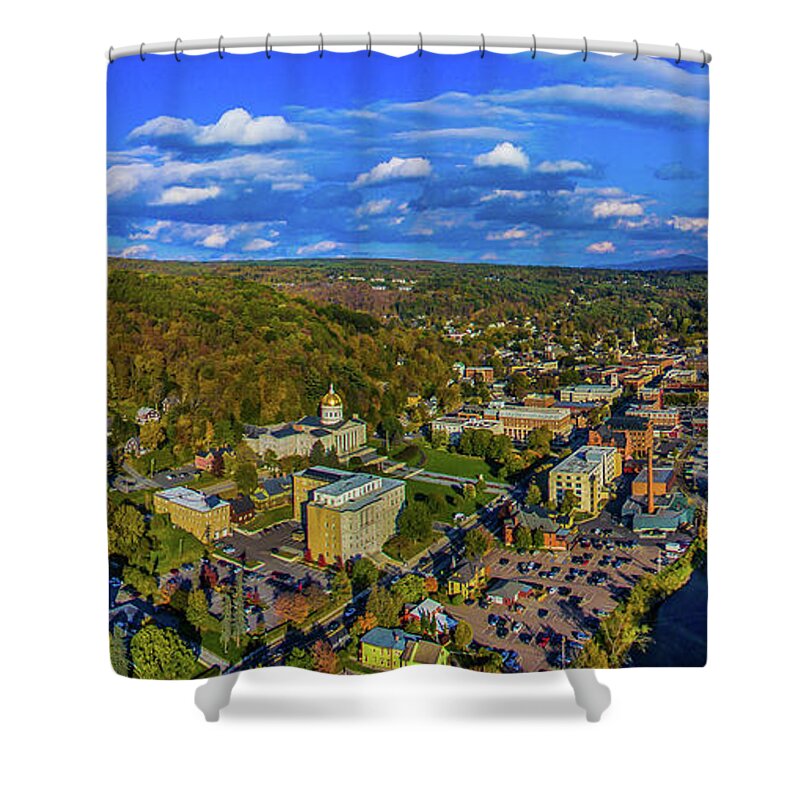 Photography Shower Curtain featuring the photograph Aerial View Of Cityscape, Montpelier by Panoramic Images