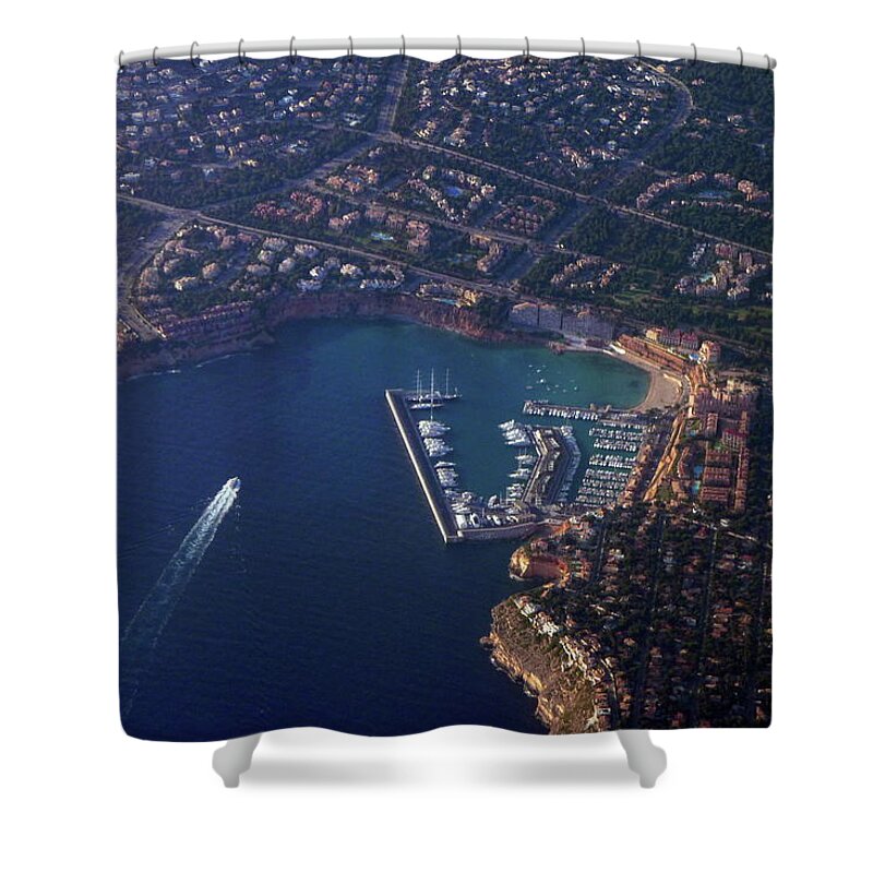 Tranquility Shower Curtain featuring the photograph Aerial View On The Spanish Coast - by Regina Siebrecht