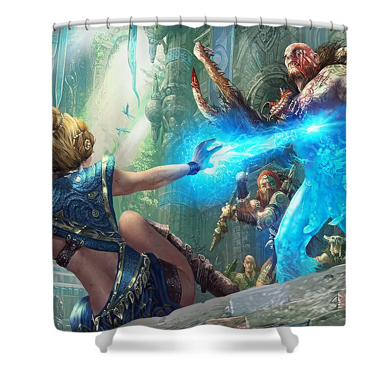 Magic The Gathering Shower Curtain featuring the digital art Aetherize by Ryan Barger