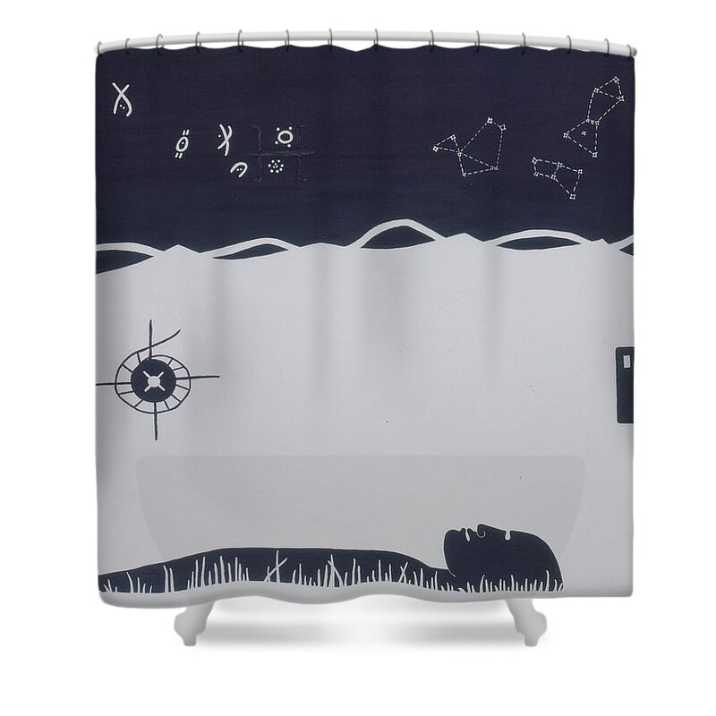 Dogon Tribe Shower Curtain featuring the painting Africa by Elle Nicolai