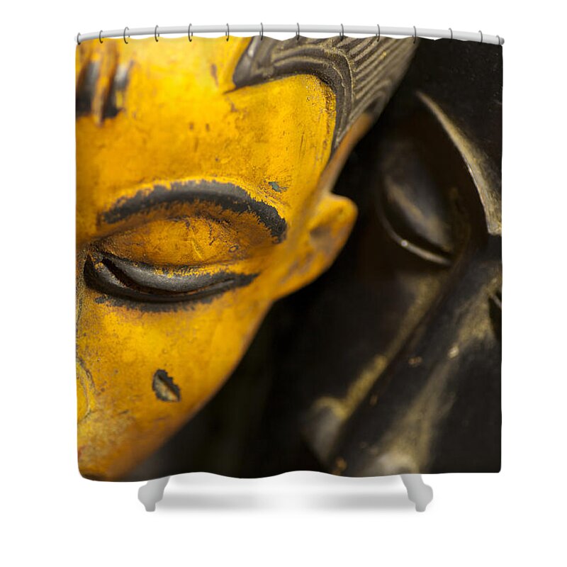 Abstract Shower Curtain featuring the photograph African Masks by Raul Rodriguez