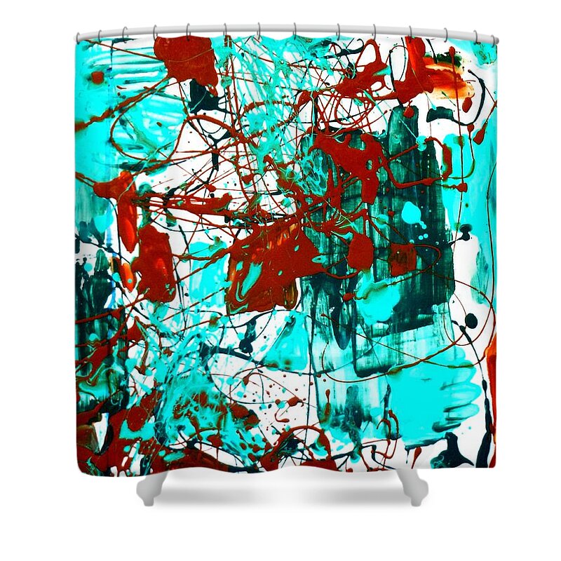 Abstract Shower Curtain featuring the painting After Pollock by Genevieve Esson
