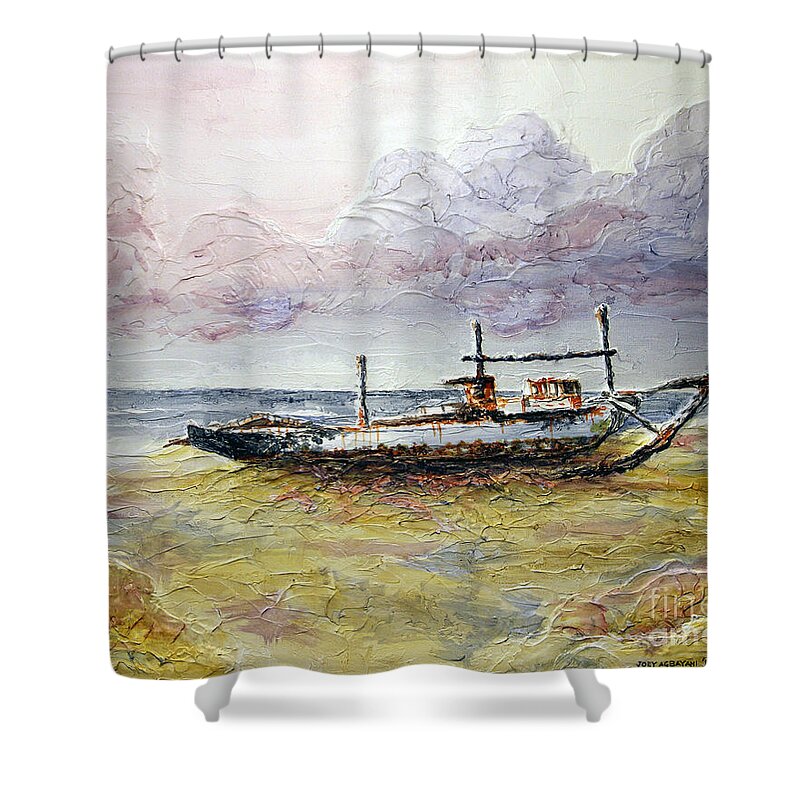 Beach Shower Curtain featuring the painting After the Storm by Joey Agbayani