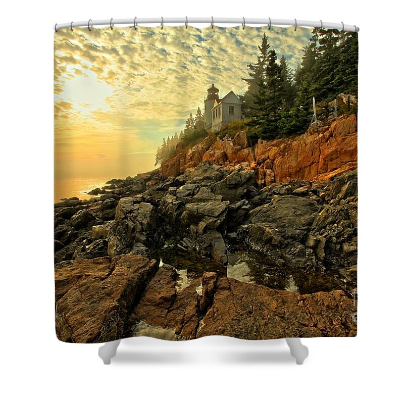 Bass Harbor Lighthouse Shower Curtain featuring the photograph Afternoon At Bass Harbor by Adam Jewell