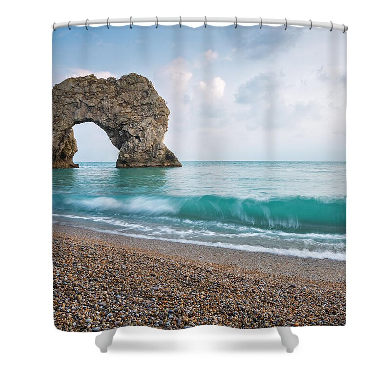 Durdle Shower Curtain featuring the photograph Afternoon at Durdle Door by Ian Middleton