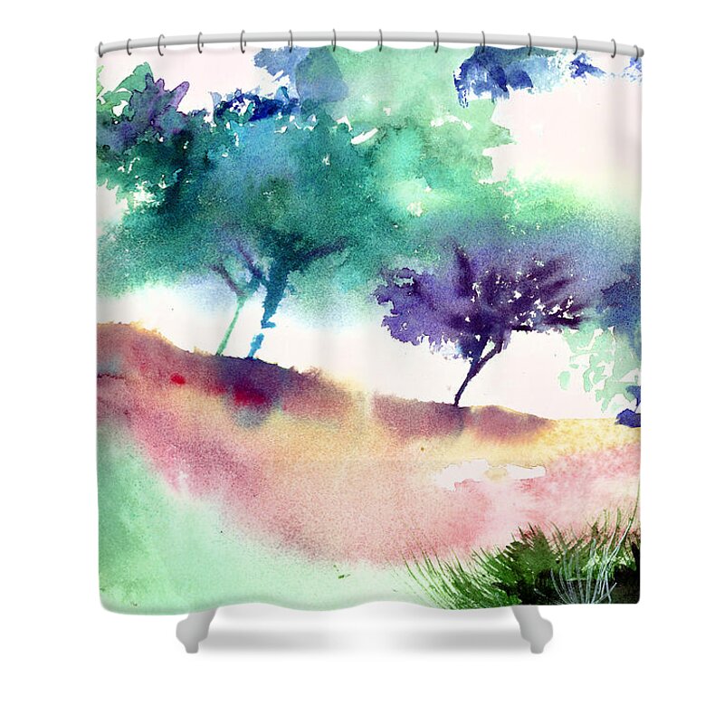 Black Shower Curtain featuring the painting Against Light 1 by Anil Nene
