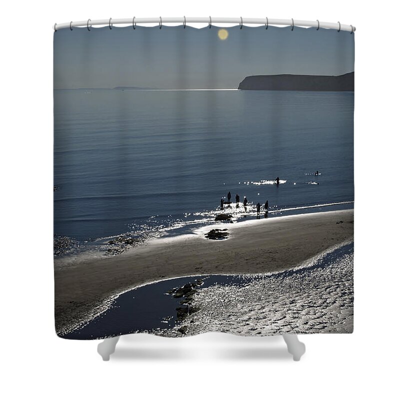Britain Shower Curtain featuring the photograph Against The Light - Compton Bay by Rod Johnson
