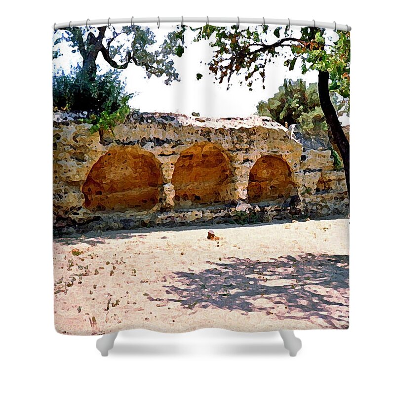 Italy Shower Curtain featuring the digital art Agrigento 4 by John Vincent Palozzi