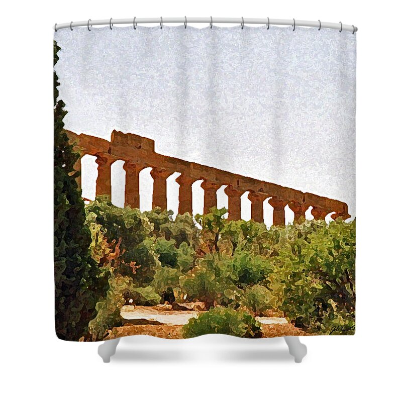 Italy Shower Curtain featuring the digital art Agrigento 9 by John Vincent Palozzi
