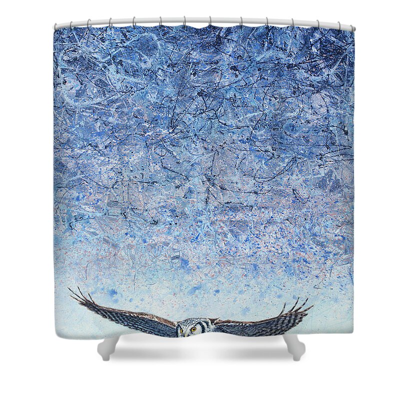 Owl Shower Curtain featuring the painting Ahead of the Storm by James W Johnson