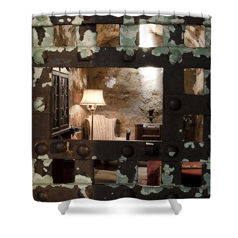 Eastern State Penitentiary Shower Curtain featuring the photograph Al Capone Cell by Crystal Wightman