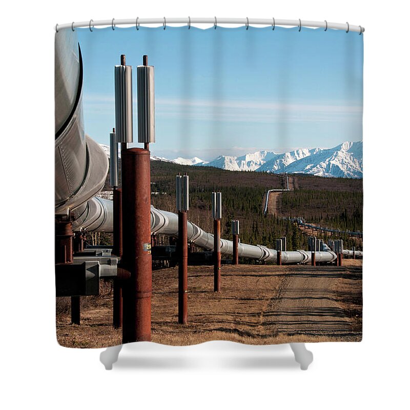 Tranquility Shower Curtain featuring the photograph Alaska Oil Pipeline Near Delta Junction by Mark Newman
