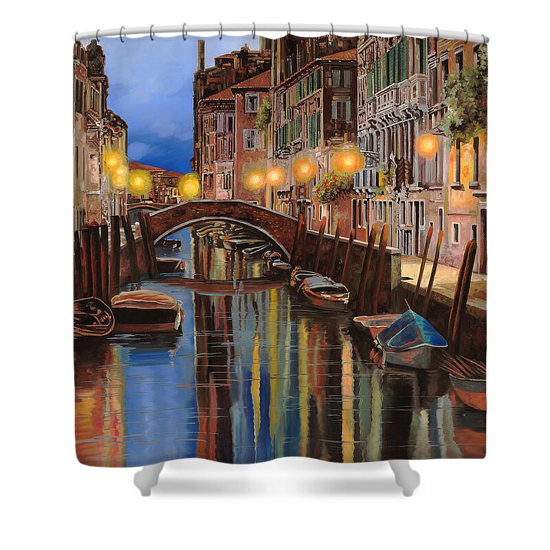 Venice Shower Curtain featuring the painting alba a Venezia by Guido Borelli