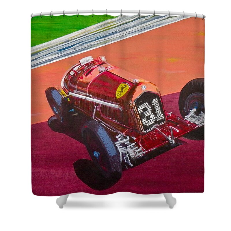 Transportation Shower Curtain featuring the painting Alfa Romeo Tipo B P3 by Anna Ruzsan