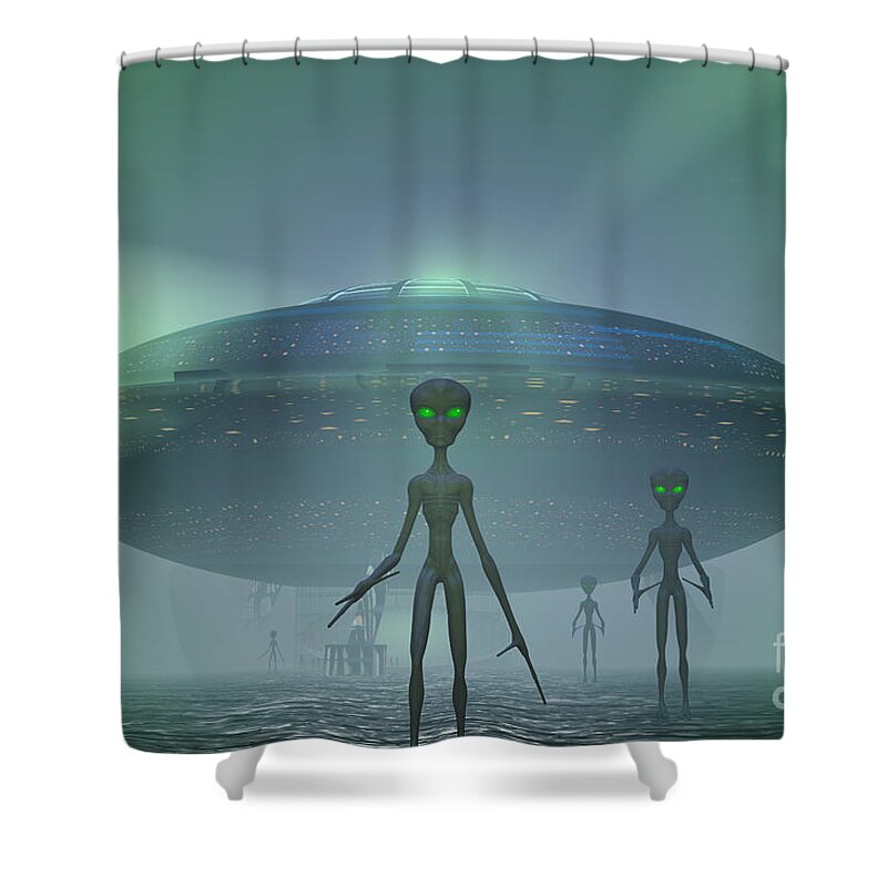 Alien Shower Curtain featuring the photograph Alien Visitors by Carol and Mike Werner