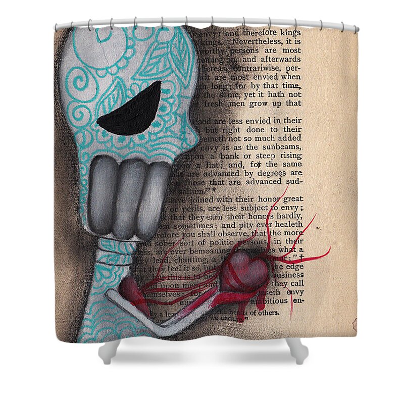 Day Of The Dead Shower Curtain featuring the painting All for you by Abril Andrade