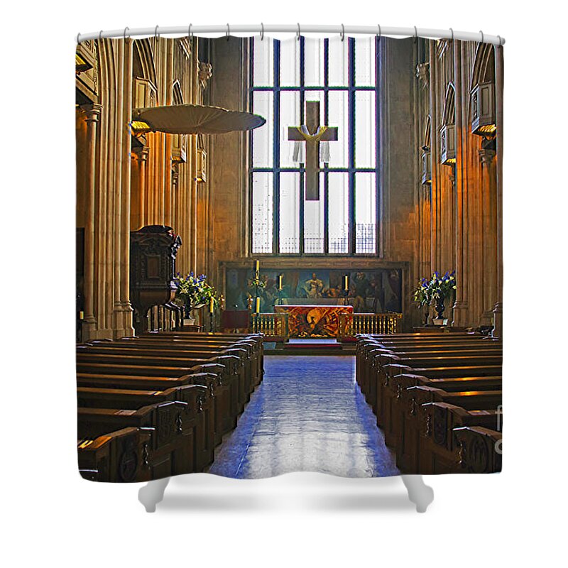 Travel Shower Curtain featuring the photograph All Hallows by the Tower by Elvis Vaughn