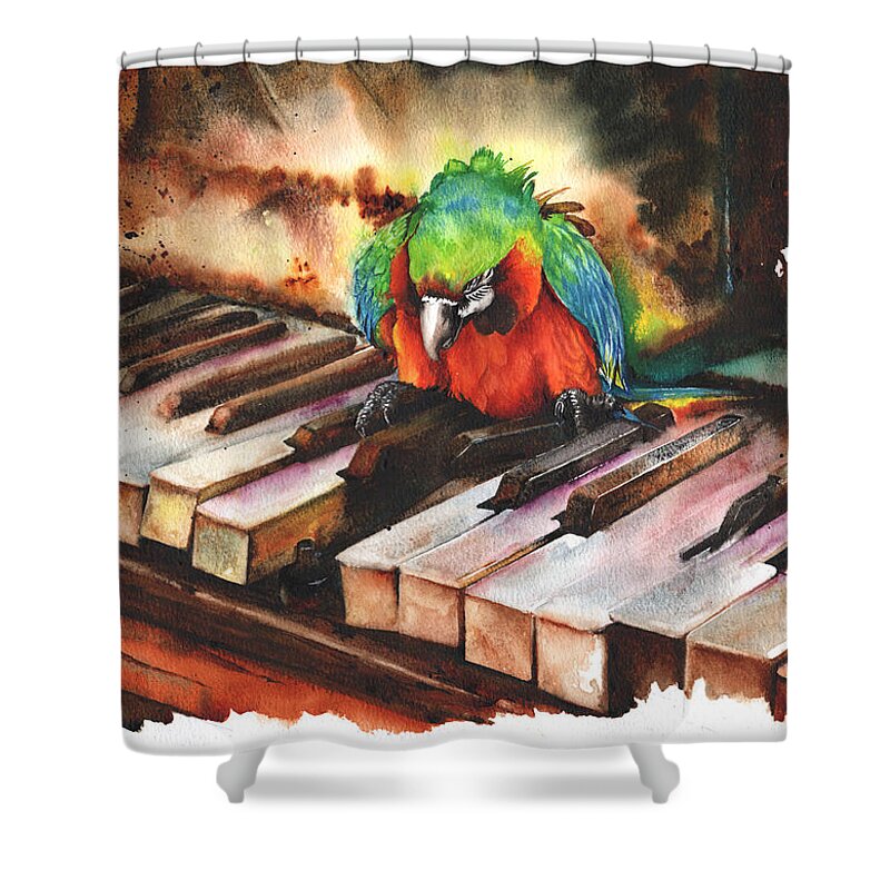 Bird Shower Curtain featuring the painting All The Right Notes Not Necessarily In The Right Order by Peter Williams