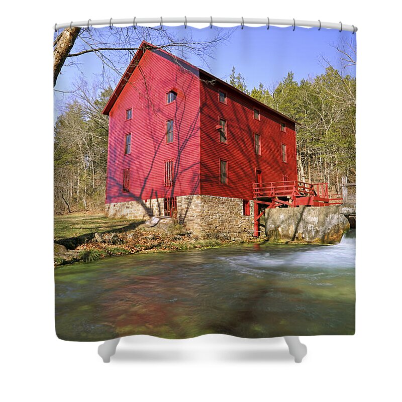 Alley Spring Mill Shower Curtain featuring the photograph Alley Spring Grist Mill - Missouri - National Historic Site by Jason Politte