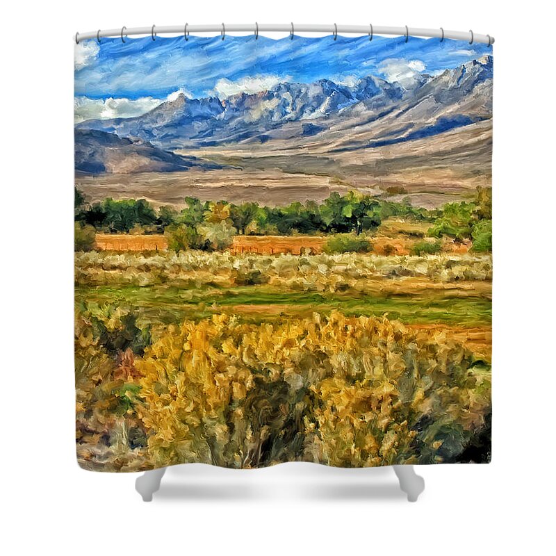 California Shower Curtain featuring the painting Along Hwy 395 on the Way to Bishop by Michael Pickett