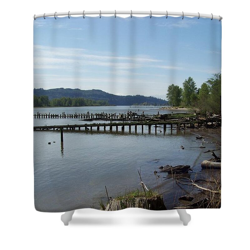 Columbia River Shower Curtain featuring the photograph Along the Columbia by Charles Robinson