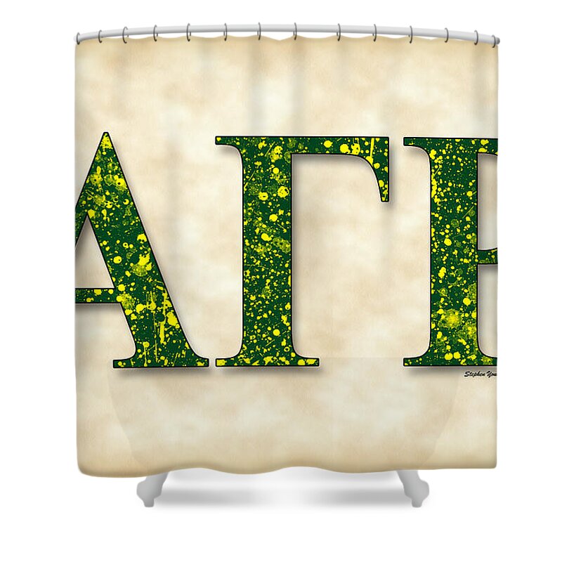 Alpha Gamma Rho Shower Curtain featuring the digital art Alpha Gamma Rho - Parchment by Stephen Younts