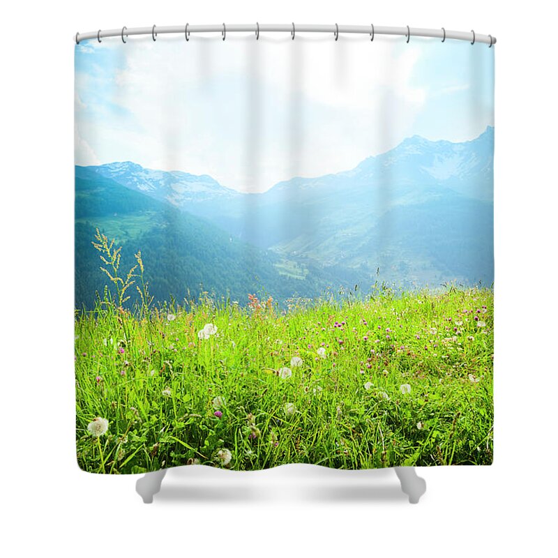 Scenics Shower Curtain featuring the photograph Alpine Meadow by Brzozowska