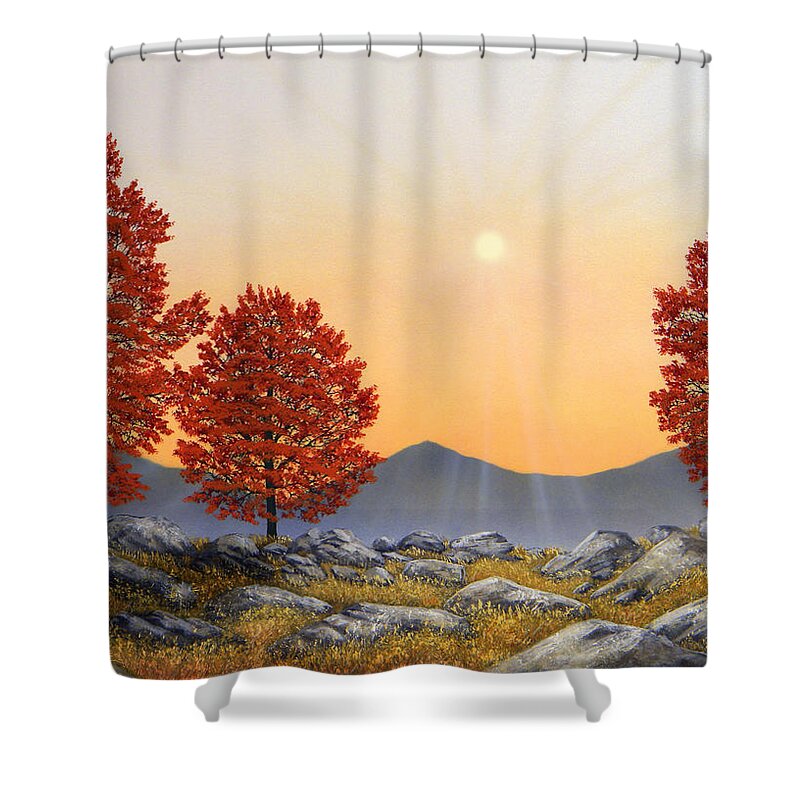 Mountains Shower Curtain featuring the painting Alpine Meadow II by Frank Wilson