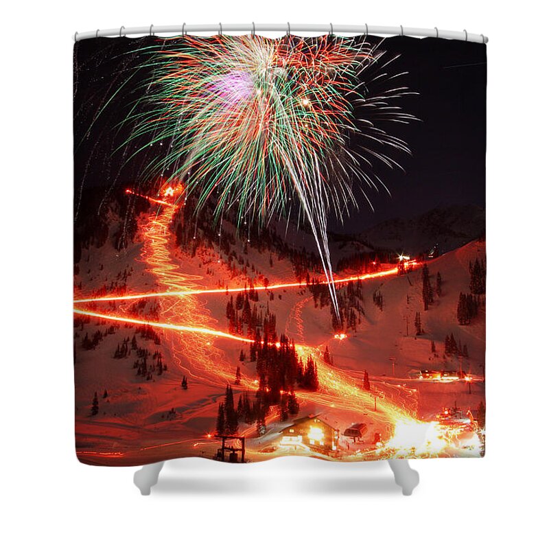 Alta Shower Curtain featuring the photograph Alta New Year Celebration and Torchlight Parade by Brett Pelletier