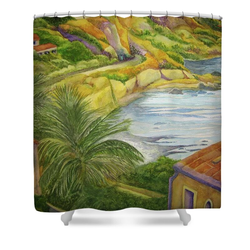 Sicily Shower Curtain featuring the painting AM Taormina by Kandy Cross