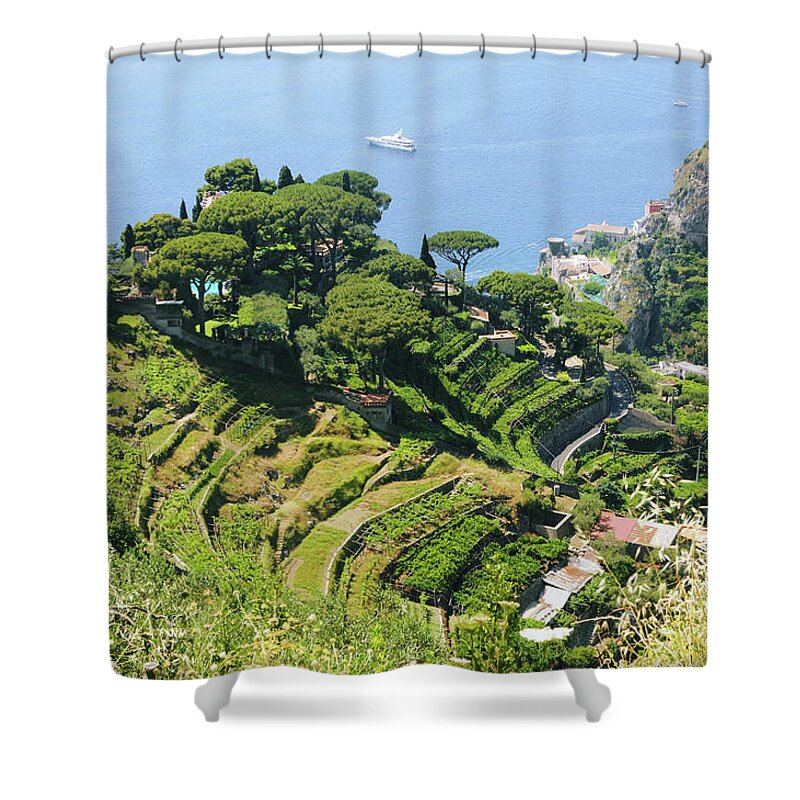 Scenics Shower Curtain featuring the photograph Amalfi Coast Terraces by Digistu