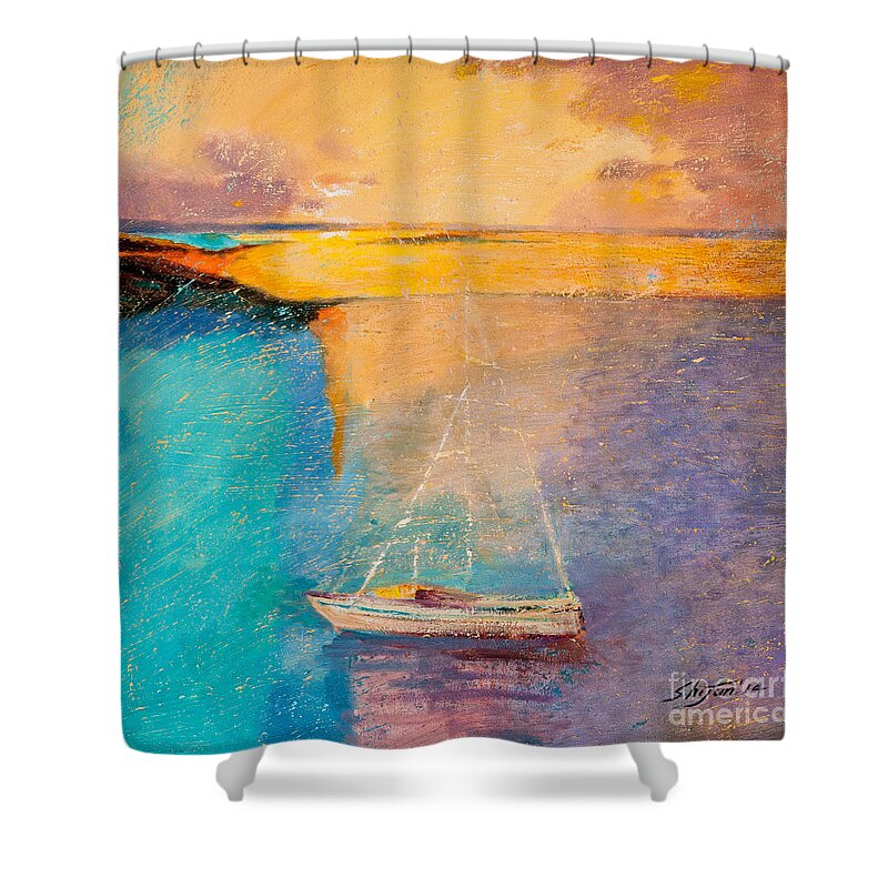Seascape Shower Curtain featuring the painting Amazing Ocean II by Shijun Munns