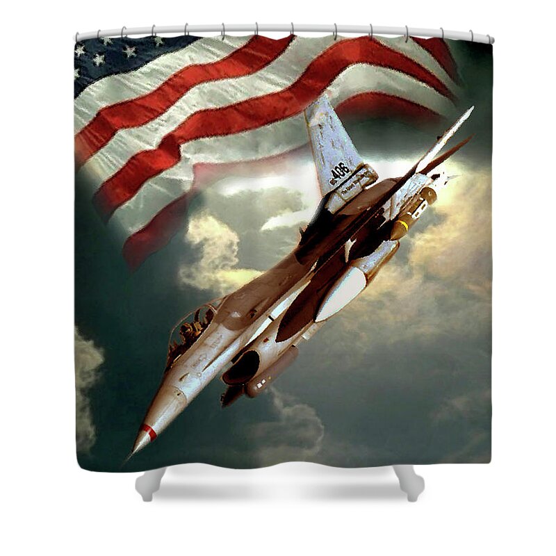 Digital Photo Shower Curtain featuring the painting American Feedom by Regina Femrite