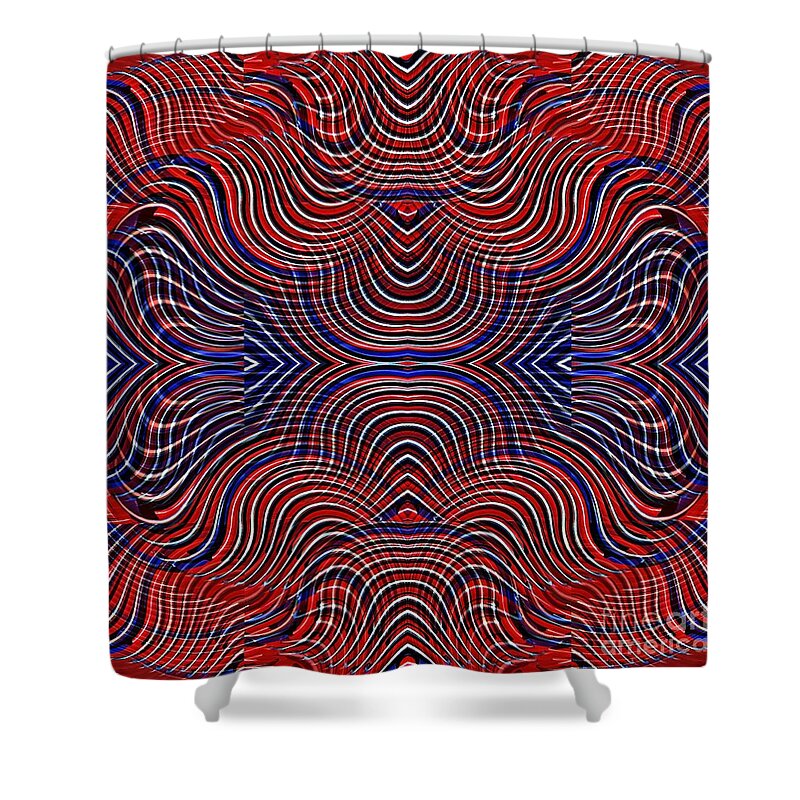 Swirl Shower Curtain featuring the digital art Americana Swirl Design 10 by Sarah Loft