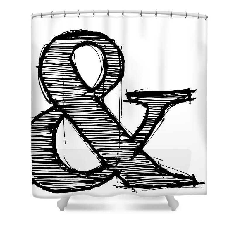 Motivational Shower Curtain featuring the digital art Ampersand Poster 1 by Naxart Studio