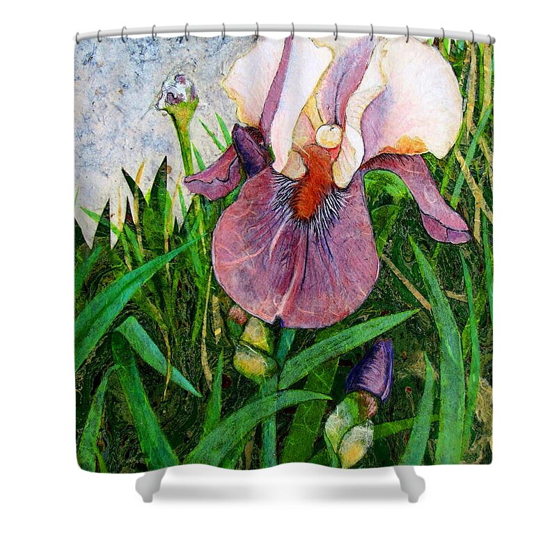 Iris Shower Curtain featuring the painting An Iris for Lily by Pamela Iris Harden