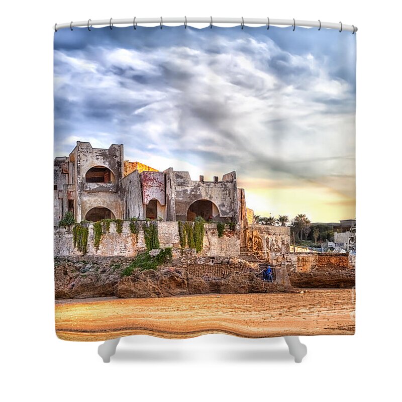 Hotel Shower Curtain featuring the photograph An old Medina in the hills of Tangier in Morocc by Gina Koch