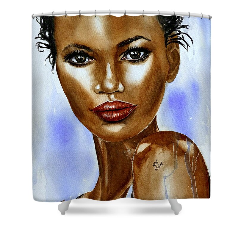 African Woman Shower Curtain featuring the painting Brave by Michal Madison