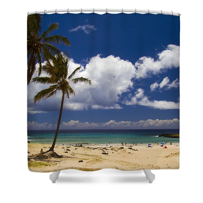 Easter Island Shower Curtain featuring the photograph Anakena Beach on Easter Island by David Smith