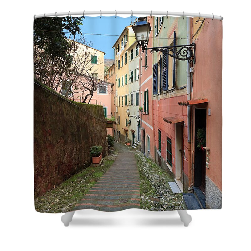 Ancient Shower Curtain featuring the photograph ancient street in Sori by Antonio Scarpi