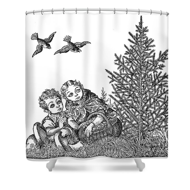 19th Century Shower Curtain featuring the drawing Andersen The Fir Tree by Granger