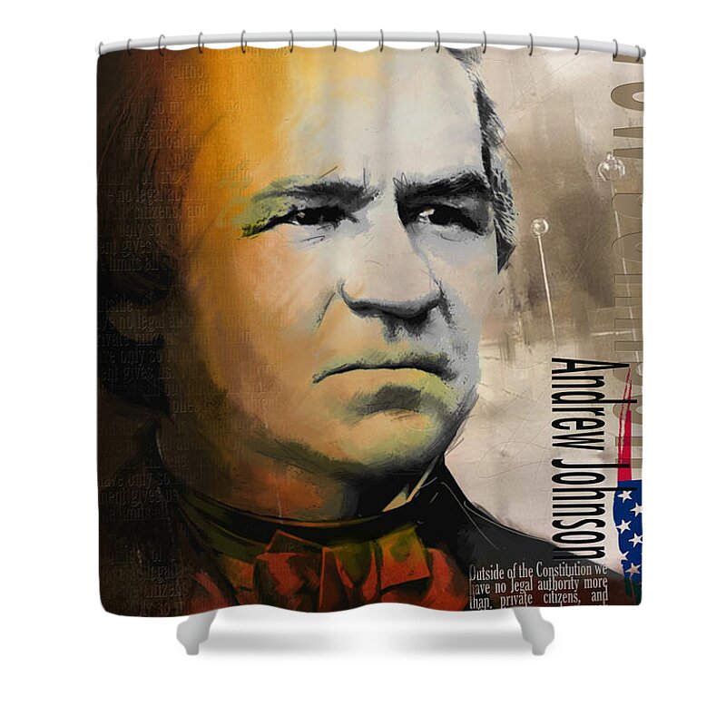 Andrew Johnson Shower Curtain featuring the painting Andrew Johnson by Corporate Art Task Force