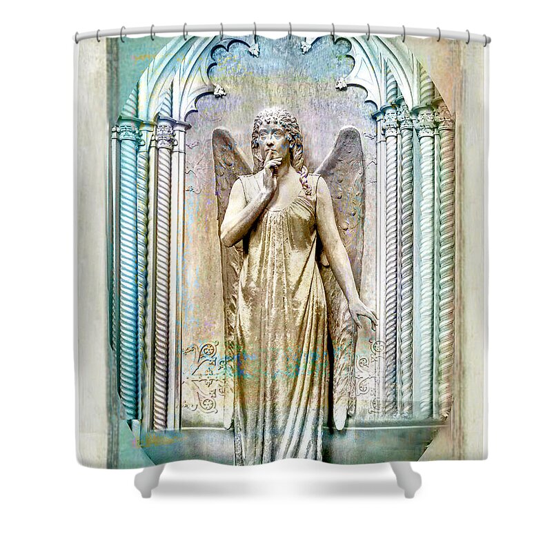 Angel Shower Curtain featuring the digital art Angel of Silence.Genoa by Jennie Breeze