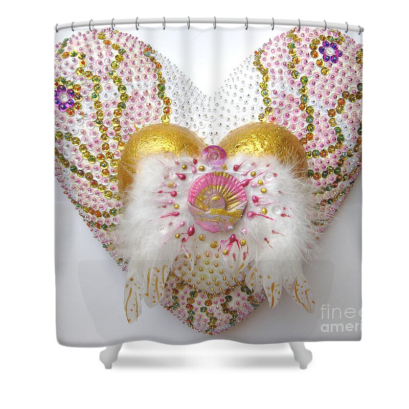 Heart Shower Curtain featuring the relief Angel of the new morning by Heidi Sieber