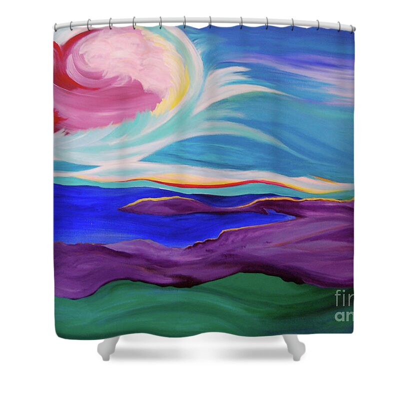 Angel Shower Curtain featuring the painting Angel Sky by First Star Art