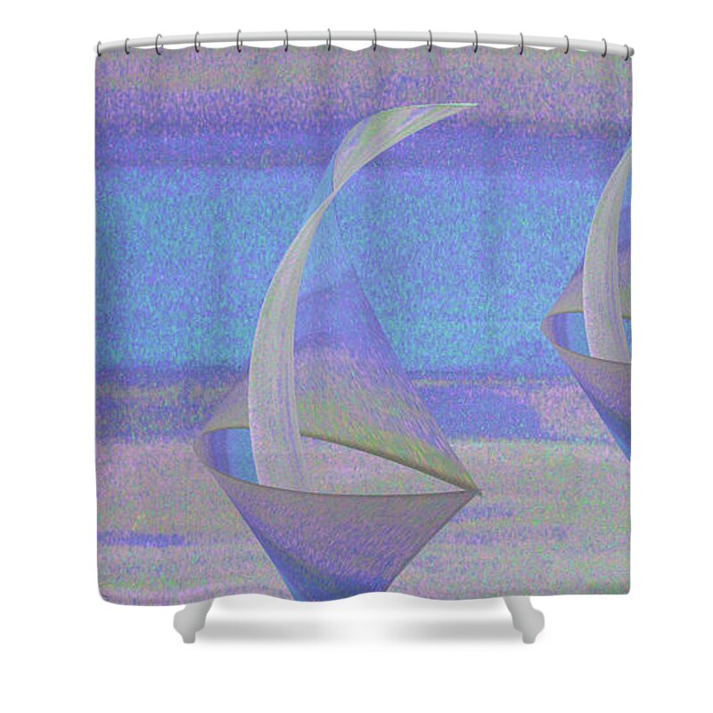 Abstract Shower Curtain featuring the digital art Angelfish3 by Stephanie Grant
