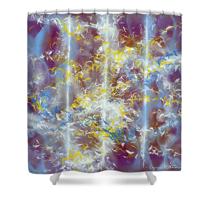 Abstract Shower Curtain featuring the painting Angels at the Throne of God by Lynn Hansen