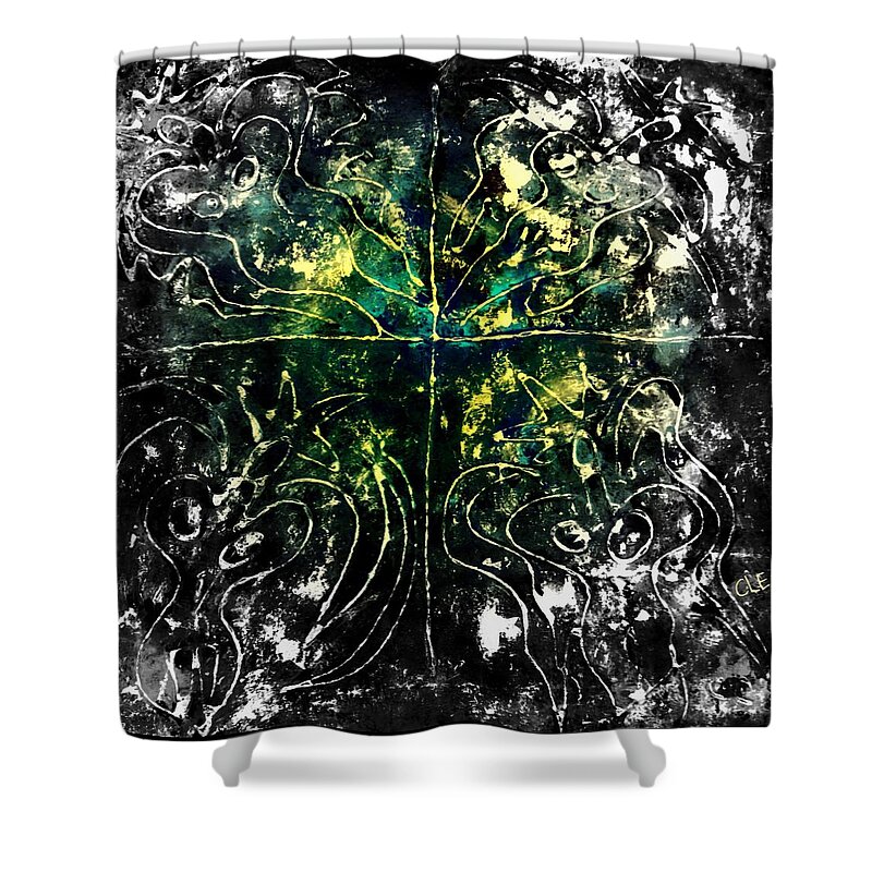 Angels Shower Curtain featuring the painting Angels of the Earth by Cleaster Cotton