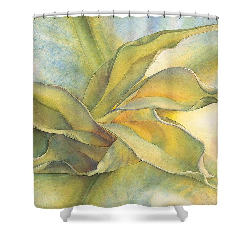 Angel's Trumpet Shower Curtain featuring the painting Angel's Pirouette by Sandy Haight