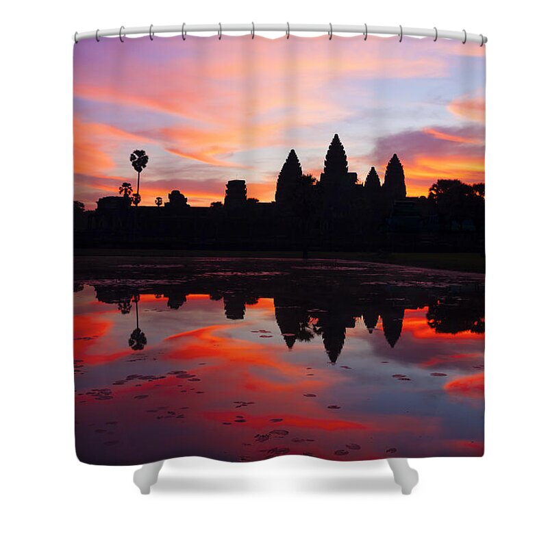 Angkor Wat Shower Curtain featuring the photograph Angkor Wat Sunrise by Alexey Stiop